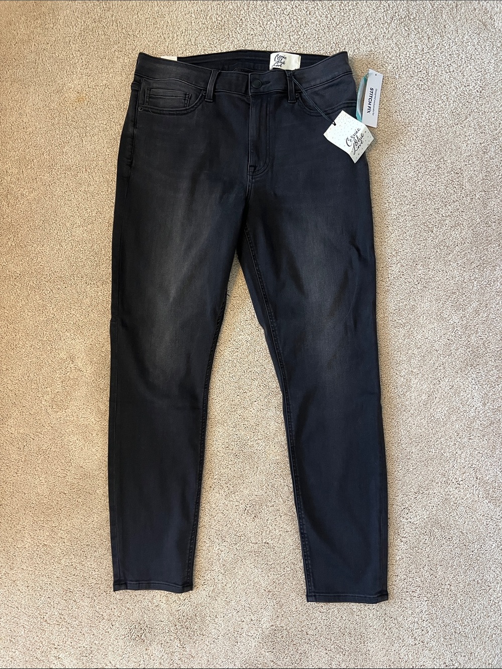 Cosmic Blue Love Gianna Mid Rise Ankle Skinny Jean Dark Grey NWT